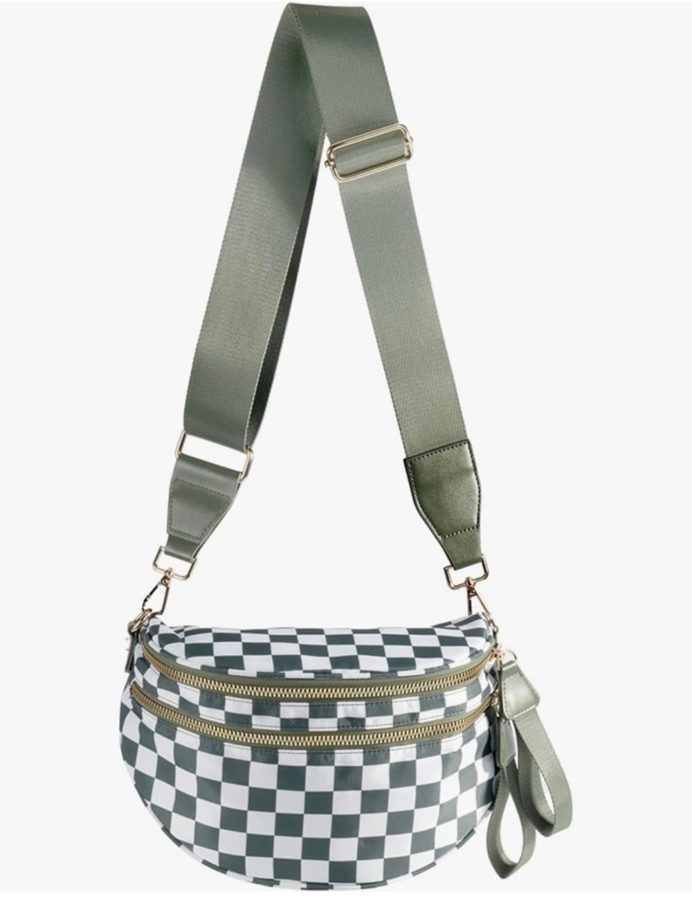 Checkered Nylon Crossbody Bag